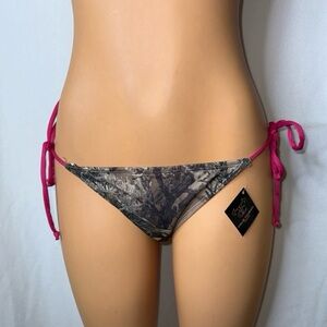 Camo Bikini Bottom with Pink Side Ties